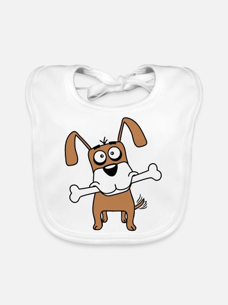 Drôle Chien Grand Os Bouche Bouche Faim Cool - Bavoir bio Bébé - blanc - Devant