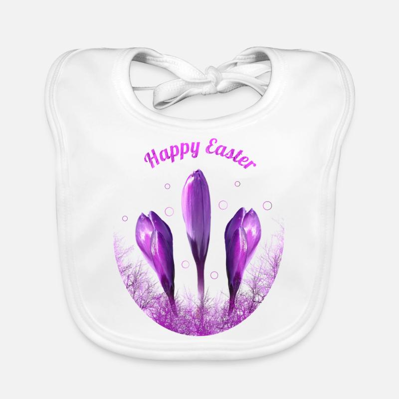 Crocuses Happy Easter Organic Baby Bibs