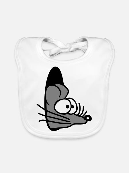 Maus Wand Loch Mauseloch Guckt Süß Lustig Comic - Baby Bio-Lätzchen - Weiß - Vorne
