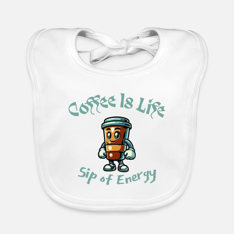 Coffee is life - Baby Bio-Lätzchen - Weiß
