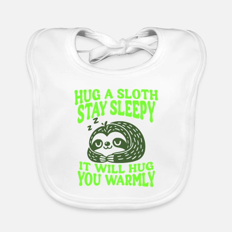 Hug a Sloth - Cute Sloth - Bavoir bio Bébé - blanc