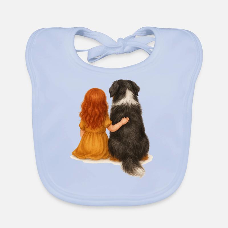 Fille rousse avec bouvier bernois Bavoir bio Bébé