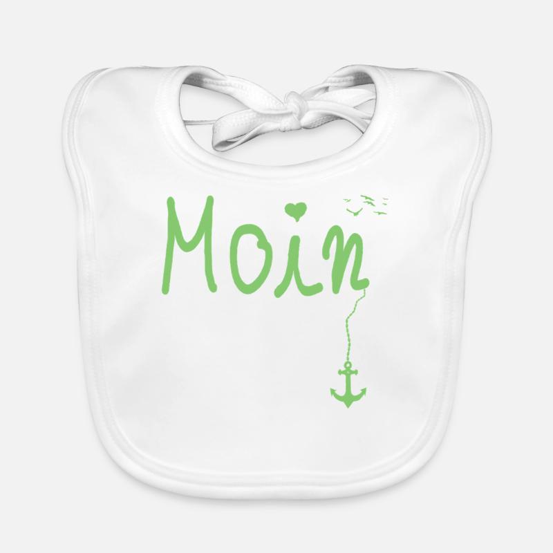 Moin Welcome Moin with Seagull in Gruen Organic Baby Bibs