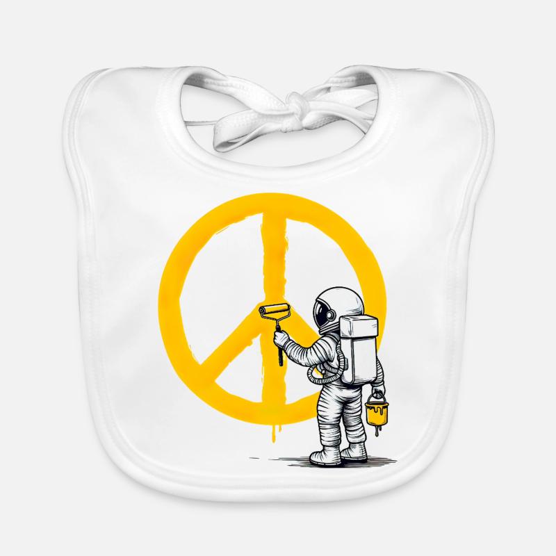 Astronaute pacifiste - Bavoir bio Bébé - blanc