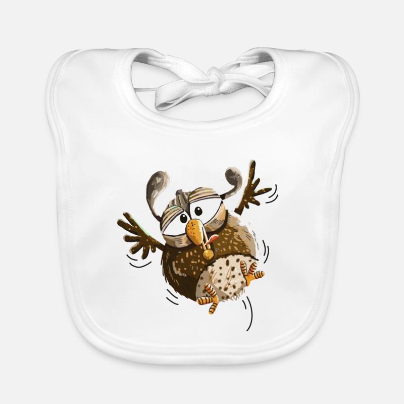 Fluttering owl flying low - owls - funny Organic Baby Bibs