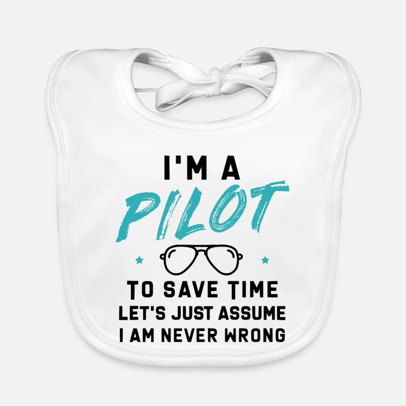 I am a Pilot - Bavoir bio Bébé - blanc