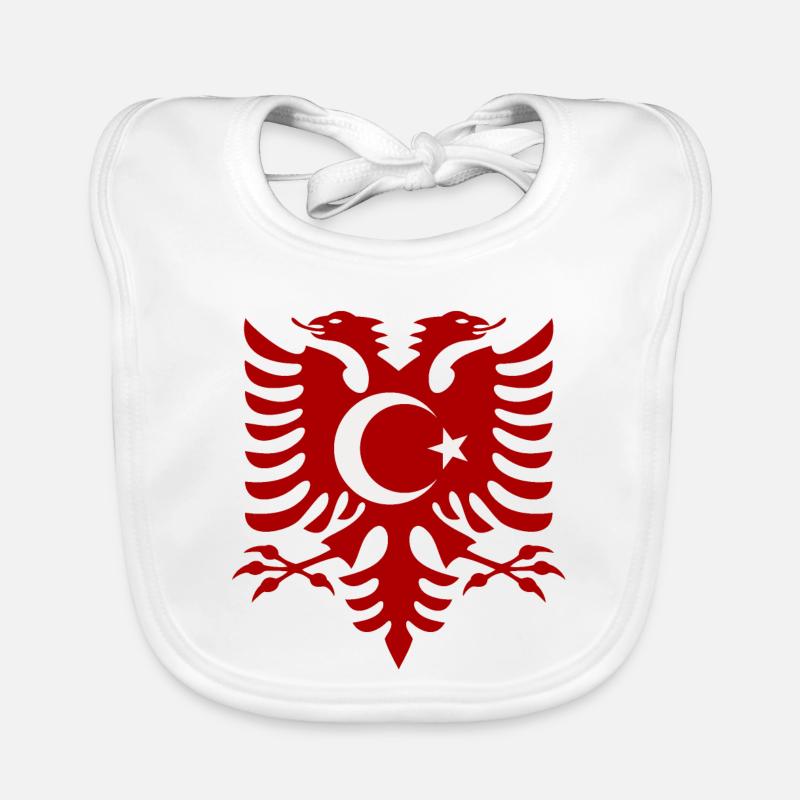 Albania Turkey Flag Organic Baby Bibs