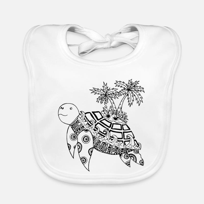 Tortue avec une île sur le dos Bavoir bio Bébé