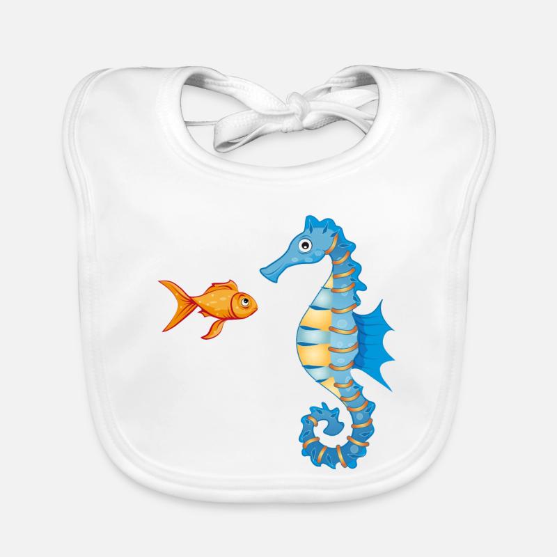 niedlicher Comic Goldfisch und Seepferdchen Baby Bio-Lätzchen