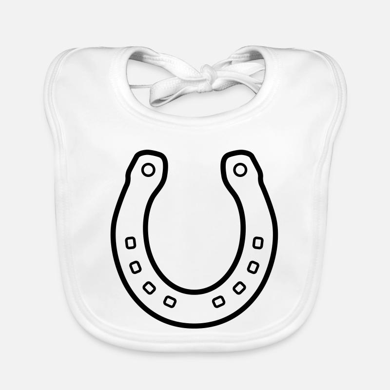 Fer à cheval cheval contour symbole de bonne chance - Bavoir bio Bébé - blanc