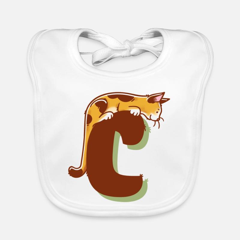 Cat Letter C Organic Baby Bibs