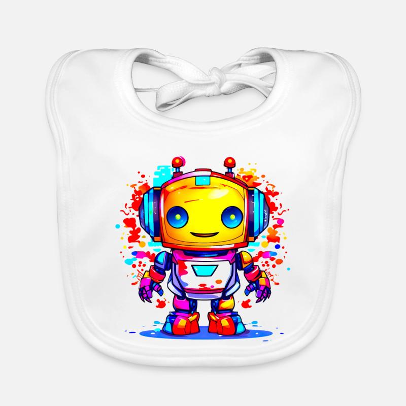 A Cute Robot Organic Baby Bibs