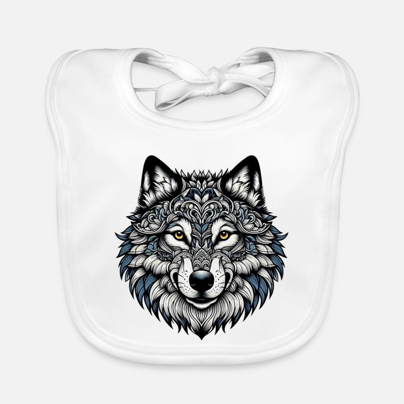 Wolf - Baby Bio-Lätzchen - Weiß