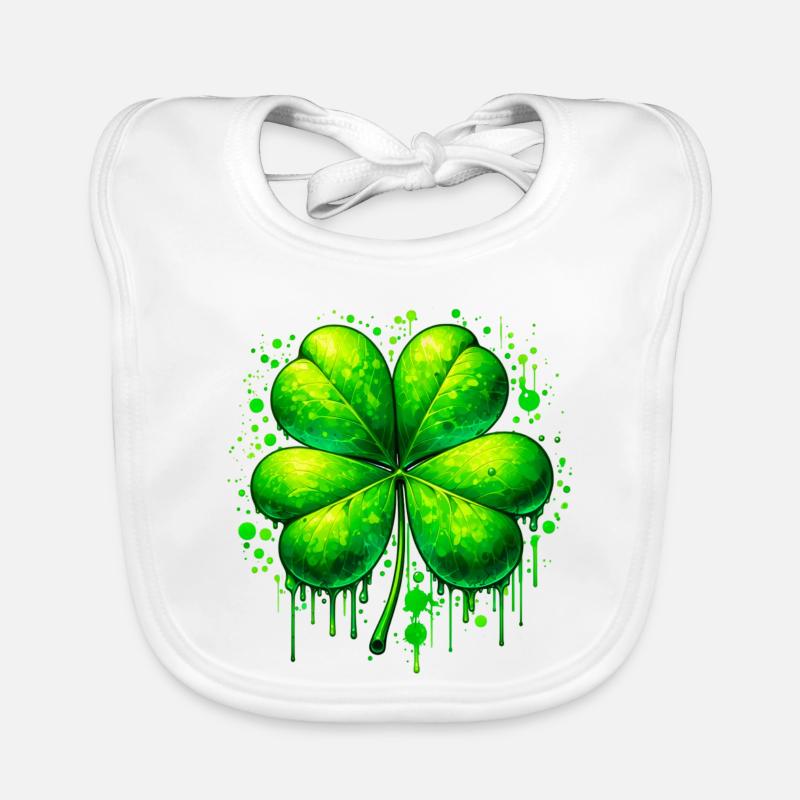 Vierblättriges Kleeblatt Baby Bio-Lätzchen