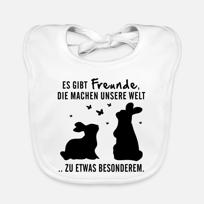 Freunde Hasen Leben - Baby Bio-Lätzchen - Weiß