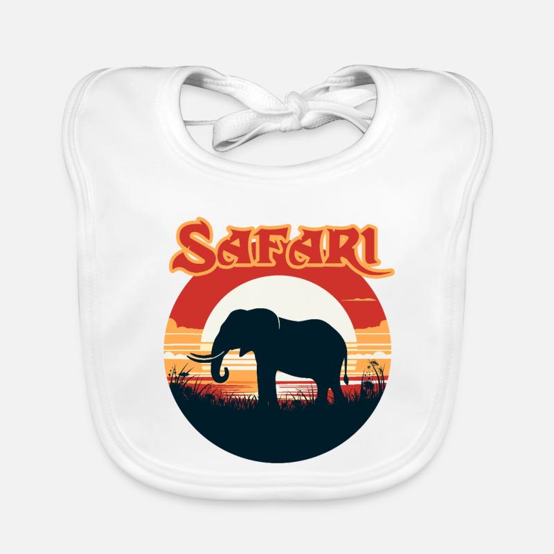 Faune Coucher de soleil Éléphant Design Bavoir bio Bébé
