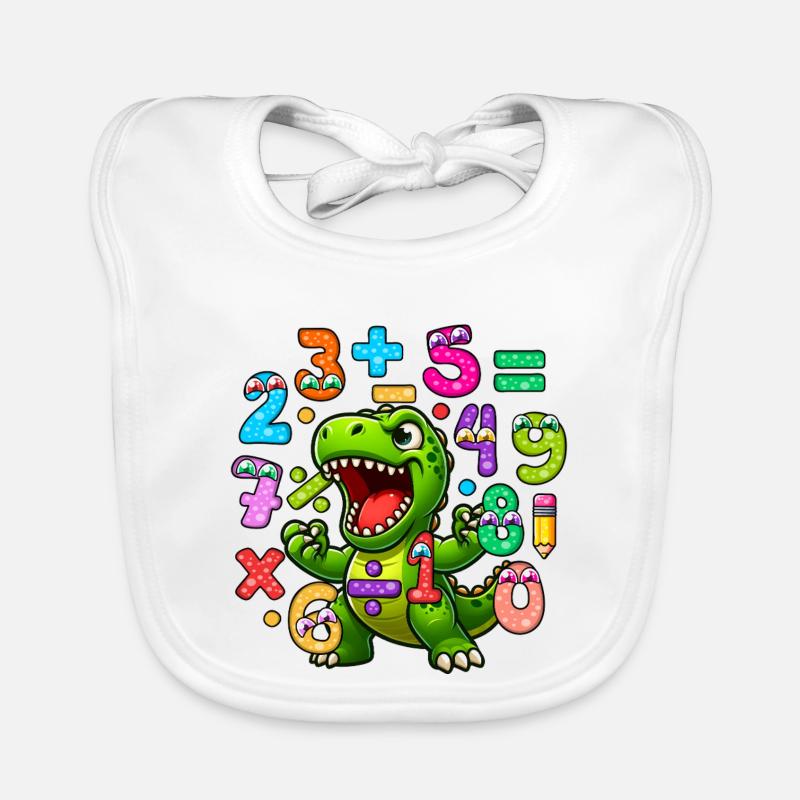 Number Day Playful Dinosaur Maths Design Organic Baby Bibs