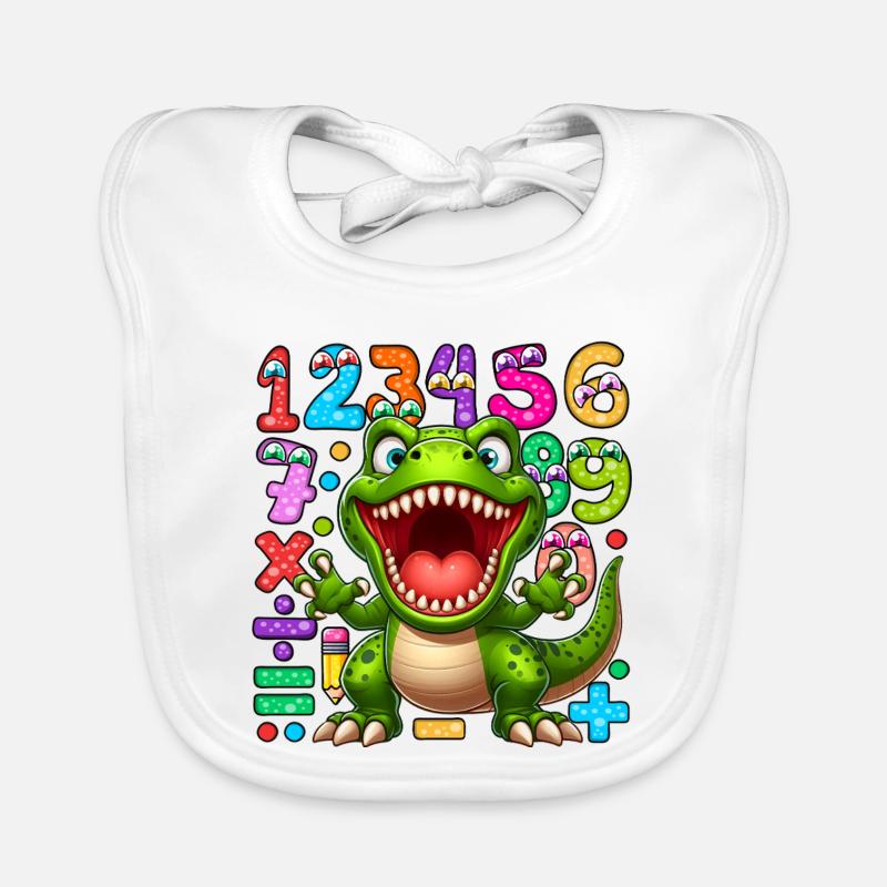 Verspieltes Dinosaurier- und Zahlenmusterdesign Baby Bio-Lätzchen