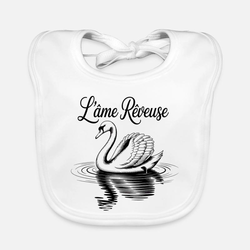 Cygne noir romantique sur eau - Bavoir bio Bébé - blanc
