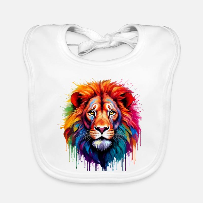 Regenbogenlöwe Kunstspritzer Baby Bio-Lätzchen