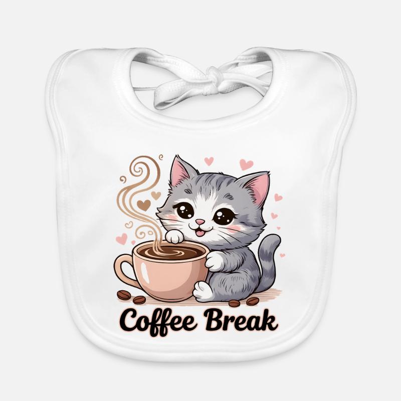 Chat mignon - Pause café Bavoir bio Bébé