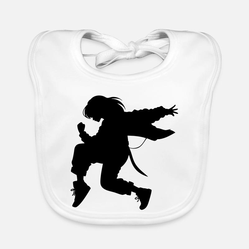 Breakdance B-Girl Silhouette en action - Bavoir bio Bébé - blanc