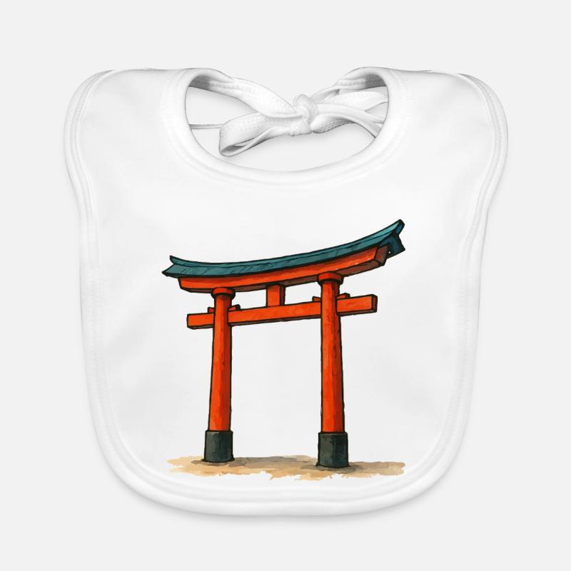 Roter Shinto Torii Gate Illustration Baby Bio-Lätzchen