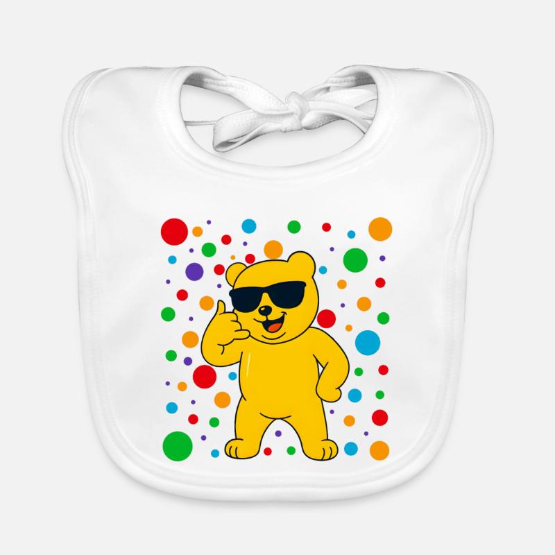 Sunny Bear with Sunglasses and Confetti Organic Baby Bibs