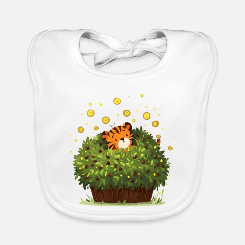 Tiger hidden in the bush magic Organic Baby Bibs
