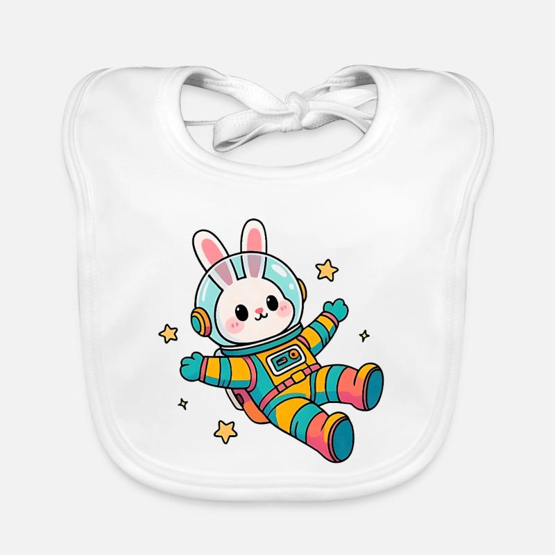Lapin astronaute coloré Bavoir bio Bébé