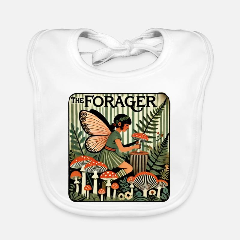 Fée cueillette dans la forêt de champignons Bavoir bio Bébé