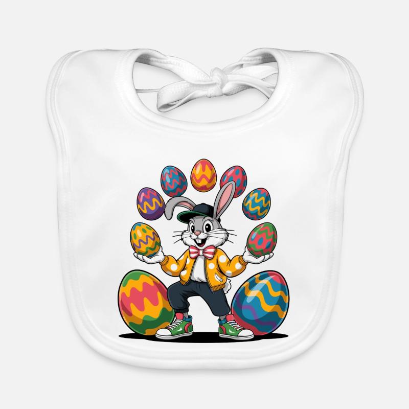 Lapin de Pâques avec des œufs colorés Bavoir bio Bébé