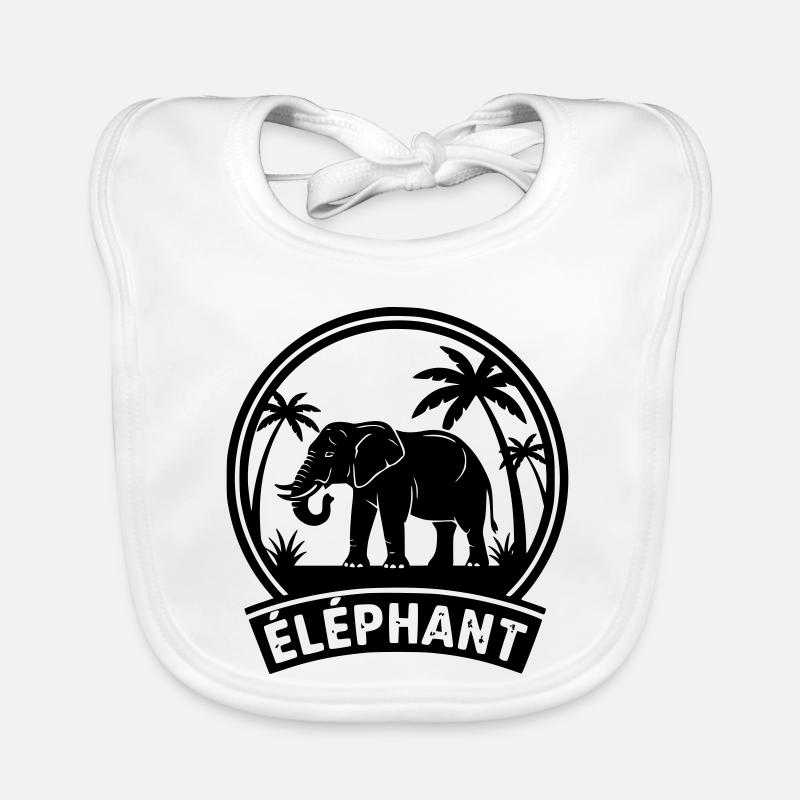 Éléphant  - Bavoir bio Bébé - blanc
