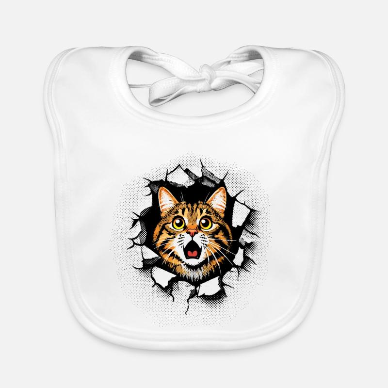 Fissures dans le mur de la tête de chat : percée Bavoir bio Bébé