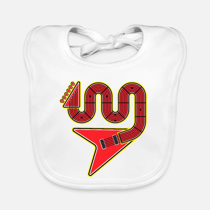 Red Abstract Shape Electric Guitar Organic Baby Bibs