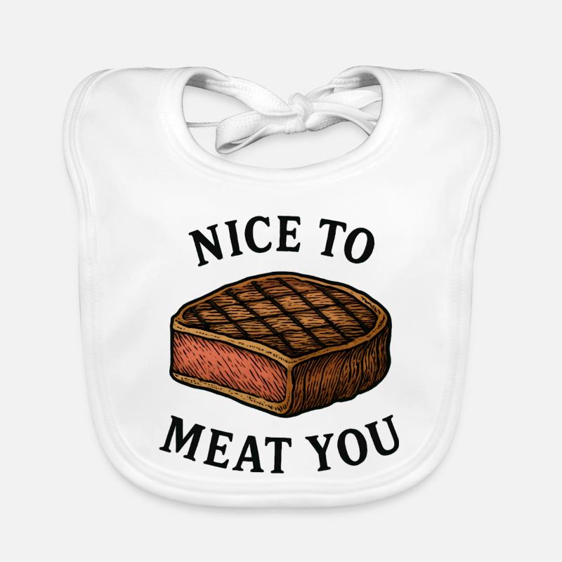 Ravi de vous rencontrer Steak Graphic Bavoir bio Bébé