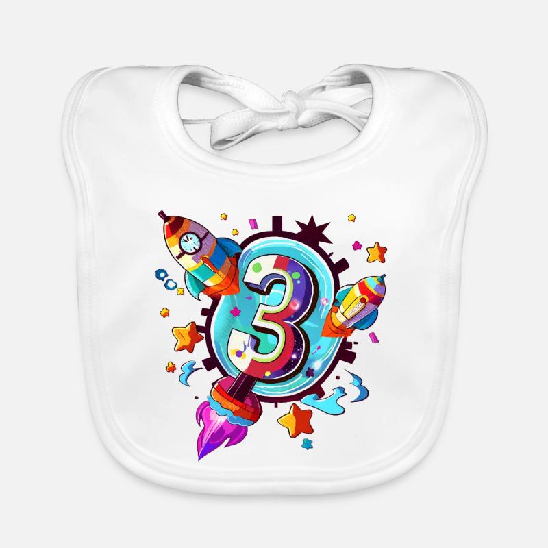 Art de fusées pour le 3e anniversaire Bavoir bio Bébé