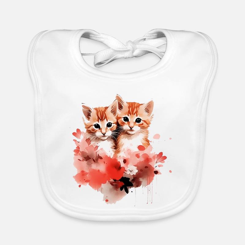 Wasserfarbene Kätzchen Duo Blüten Baby Bio-Lätzchen