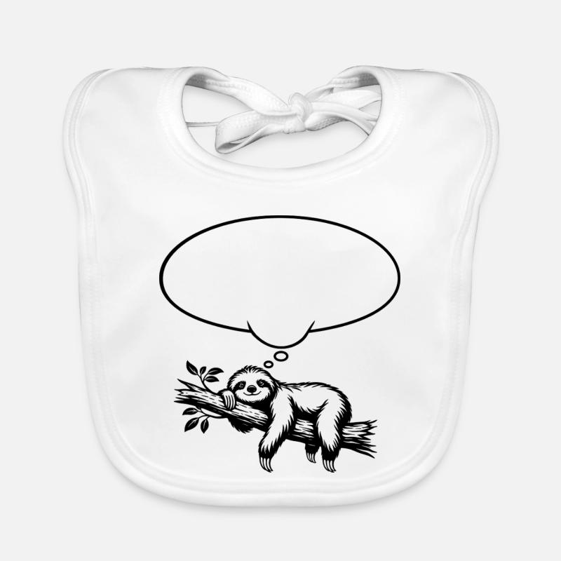 Faultier_chillend_mit_Denkblase Baby Bio-Lätzchen