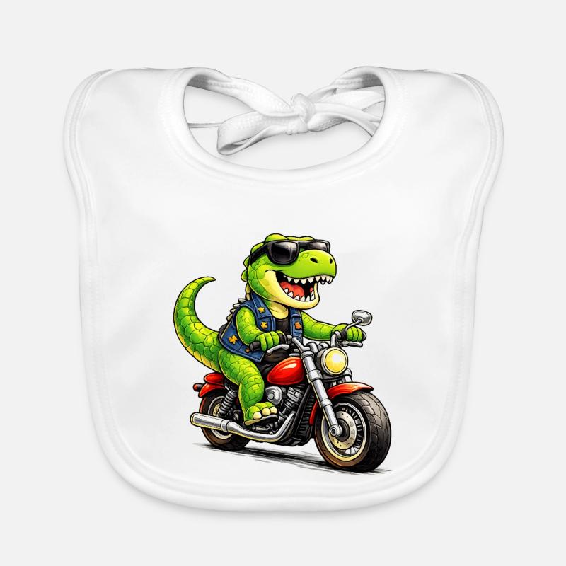 Biker-Dinosaurier  Baby Bio-Lätzchen