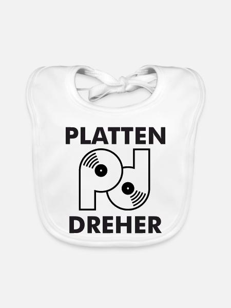 Plate turner logo with lettering - Organic Baby Bibs - white - Front