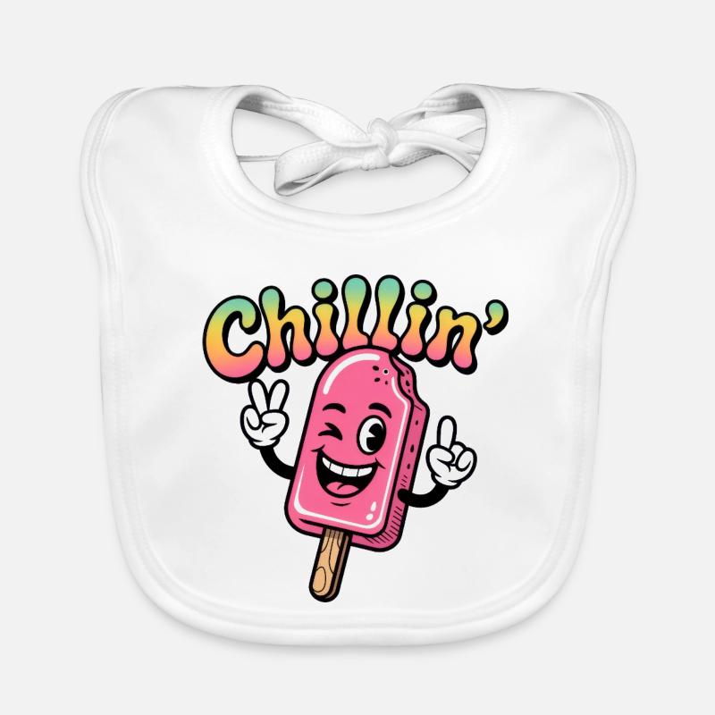 Dessin animé rétro Chillin Pink Popsicle Bavoir bio Bébé