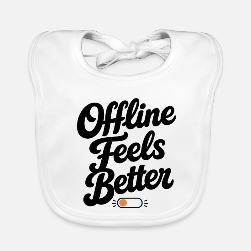 Offline Feels Better | Minimal Retro Typography  Organic Baby Bibs