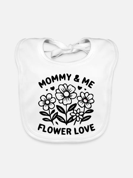 Look fleuri assorti de Maman et moi - Bavoir bio Bébé - blanc - Devant