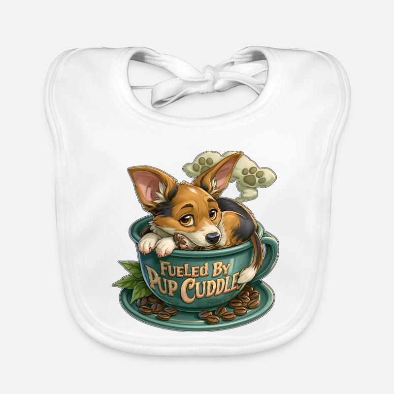 Câlins de chiot dans une tasse à café Bavoir bio Bébé