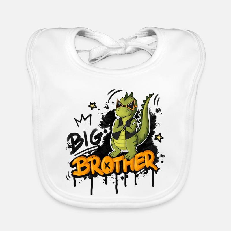 Dino Big Brother Style - Bavoir bio Bébé - blanc