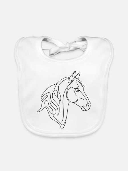 Minimalist Horse Line Art Elegant Line Design - Organic Baby Bibs - white - Front