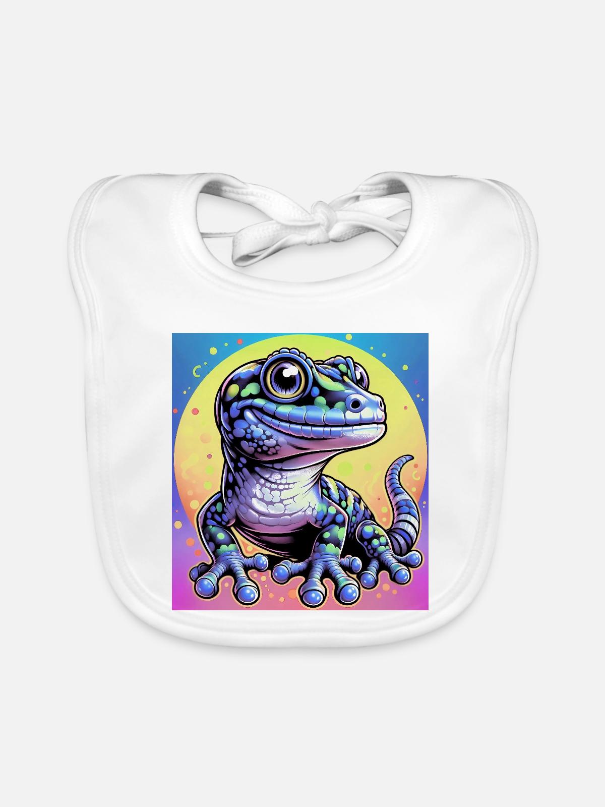 Gecko - Baby Bio-Lätzchen - Weiß - Vorne