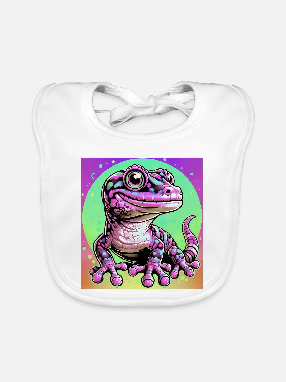 Gecko - Baby Bio-Lätzchen - Weiß - Vorne