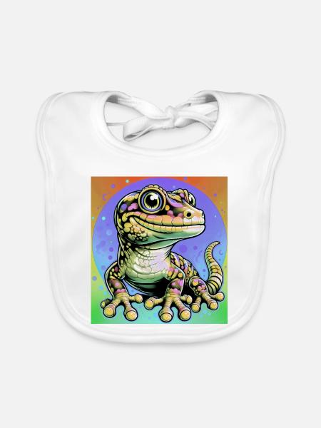 Gecko - Baby Bio-Lätzchen - Weiß - Vorne